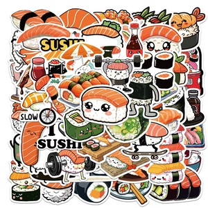 Autocollants Décoratifs Sushi de Dessin Animé Kawaii Décalcomanies Imperméables en PVC Pour Valise Réfrigérateur Scrapbooking Bricolage