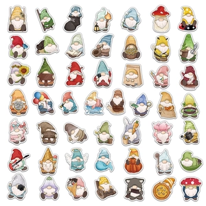 50pcs colorful waterproof cartoon gnome stickers for laptop and skateboard decoration