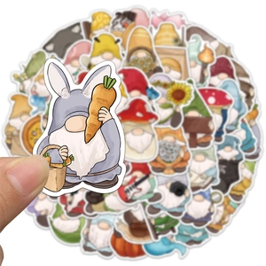 50pcs waterproof cartoon gnome stickers for laptop and luggage with colorful holiday designs