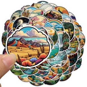 55-piece waterproof outdoor landscape stickers for DIY laptop and water bottle decoration