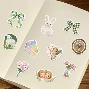 50pcs vintage aesthetic cartoon stickers set for DIY laptops, journals and water bottles
