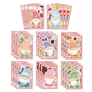 50 pieces of cute cartoon gnome stickers with DIY accessories for kids' crafts