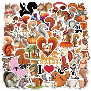 Cute Squirrel Waterproof PVC Graffiti Stickers Set For Laptop Luggage Skateboard Phone Case DIY Cartoon Animal Squirrel Decals
