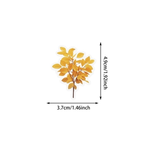 Detail showing precise dimensions of a waterproof autumn leaf PET sticker for journaling