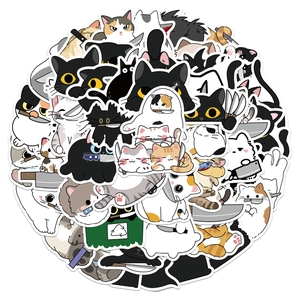 Cute Cartoon Cat Stickers With Knife Funny Meme Waterproof PVC Decals For Laptop Suitcase Skateboard Assorted Decoration