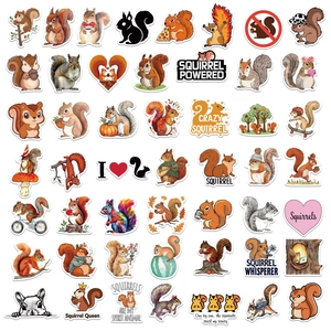 50pcs cute squirrel stickers for laptop, phone case, and luggage waterproof DIY decals