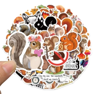 Set of 50 cute squirrel cartoon stickers for luggage, skateboards and DIY phone cases