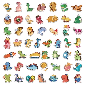 Set of 50 cute cartoon dinosaur stickers with vibrant colorful animal designs for kids