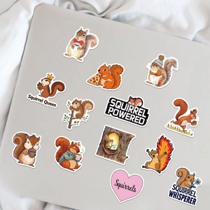 50pcs cute squirrel waterproof stickers on a laptop case for DIY decoration and creative styling