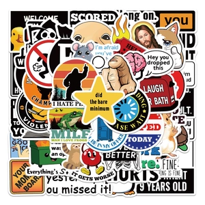 50-pack waterproof cartoon prank graffiti stickers for luggage, skateboards, and laptops
