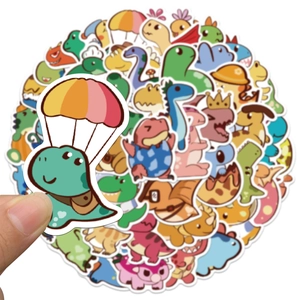 Set of 50 cute cartoon dinosaur stickers for kids reward and vibrant PVC decal decoration