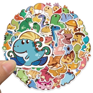 50 cute cartoon dinosaur stickers set featuring colorful waterproof PVC animal designs