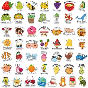 50-piece set of funny cartoon animal pun stickers with colorful waterproof designs