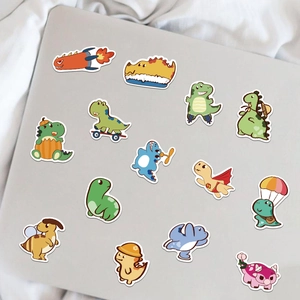 Set of 50 cute cartoon dinosaur stickers on laptop with waterproof PVC animal designs