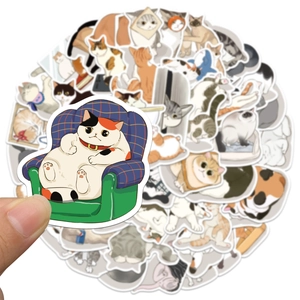 Pack of 50 cute hand-drawn cartoon cat stickers for laptop and phone decoration