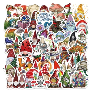Detailed assortment of colorful waterproof cartoon gnome stickers for kids and DIY crafts