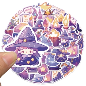 50 pieces of cute purple witch magic potion cartoon stickers made of waterproof PVC material
