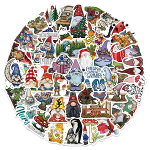 Detailed collection of colorful cartoon gnome stickers in a circular layout for kids