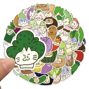 Creative cartoon vegetable cat stickers set for laptop and phone case decoration
