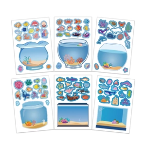Ocean Theme DIY Fish Tank Stickers Set For Kids Cartoon Sea Creatures Shark Whale Coral PVC Waterproof Decorative Stickers