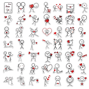 Lot de 50 autocollants de stickman mignons pour bagages, guitares et ordinateurs