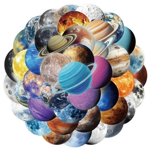 50pcs waterproof PET cosmic planet stickers for astronomical notebook and journal decor