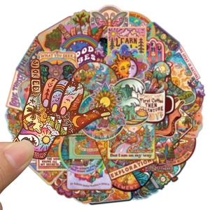 50pcs bohemian aesthetic camping stickers for outdoor gear and luggage decoration