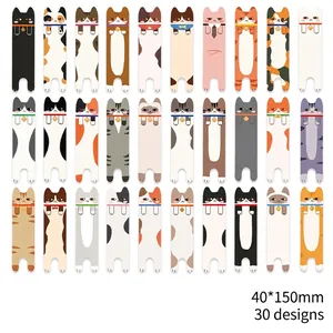 Set of 30 cute cartoon cat bookmarks with funny cat meme designs for student gifts