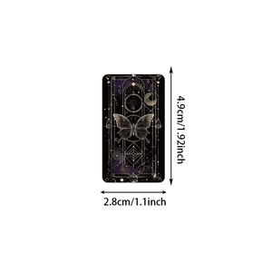 Gothic mystic butterfly sticker size dimensions 4.9cm by 2.8cm with gold star patterns