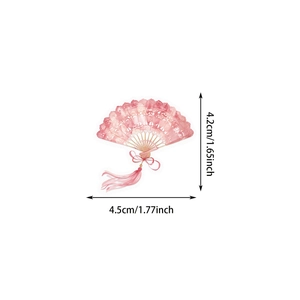 Detailed size view of pink lace folding fan PET sticker showing 4.2cm height dimension
