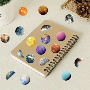 50Pcs waterproof PET planet stickers set for journals with astronomical universe designs