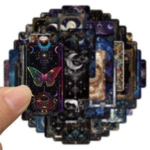 50 Gothic Mystery Journey waterproof stickers featuring dark aesthetic tarot and lunar designs