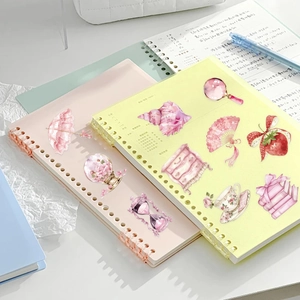 50 pieces of vintage pink girl style PET stickers for decorative journaling and DIY crafts