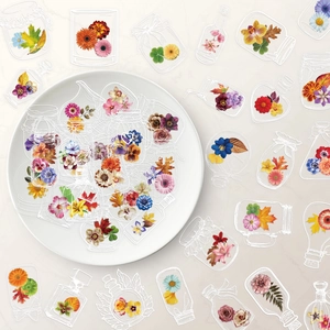 PET Floral Stickers In Bottle Patterns For Scrapbooking DIY Crafts Journaling Decorative Botanical Decals Waterproof Flower Stickers