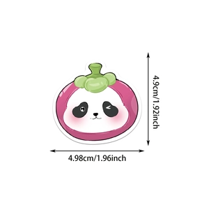 Détail montrant les dimensions du sticker panda de 4,9 cm avec thème mangoustan