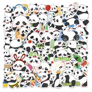 50 Pièces Autocollants Panda Mignons Dessin Animé Imperméables PVC Pour Ordinateur Portable Coque De Téléphone Journal Scrapbooking