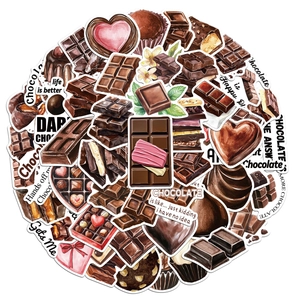 Set di 50 adesivi a tema cioccolato per decorazioni fai-da-te di laptop e borracce