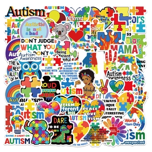 Pegatinas de Concientización sobre el Autismo Dibujos Animados Rompecabezas Corazón Mariposa Calcomanías Vinilo Impermeable Laptop Maleta