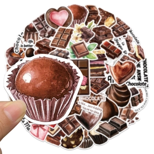 Set di 50 adesivi a tema cioccolato per decorazione fai-da-te in stile acquerello