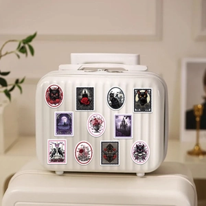 Gothic stamp stickers for luggage featuring dark cat rose and skull waterproof designs