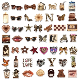 50-piece waterproof leopard girl sticker pack for water bottles and skateboards