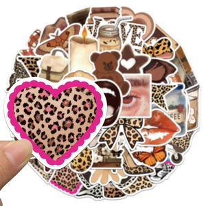 50pcs waterproof leopard print girl stickers for scrapbooking and phone decoration