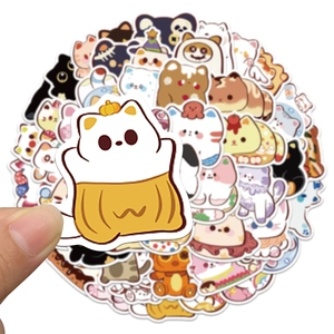 Cute cartoon cat stickers for DIY scrapbooking and laptop decoration set of 50