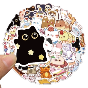 Set of 50 cute cartoon cat stickers for DIY planners and phone case decoration
