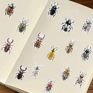 50 pieces of beetle PET stickers for scrapbooking featuring realistic insect designs