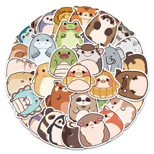 Cartoon Animal Stickers Waterproof PVC Scrapbooking Stickers Notebook Water Bottle Squishmallows Style Decals For Kids