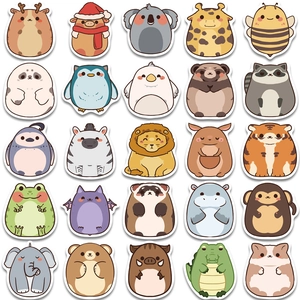 50 pieces of cartoon plush animal stickers for laptops and water bottles in cute Q-style
