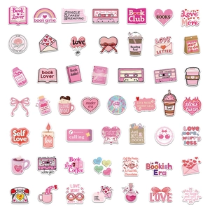 Lot de 50 stickers roses Book Lover pour décoration d'ordinateur de valise et téléphone