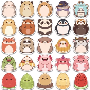 Set of 50 cute cartoon plush animal stickers for notebooks and water bottles