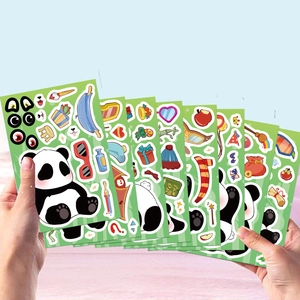Creative DIY panda dressing stickers set with cute animal accessories for kids' crafts